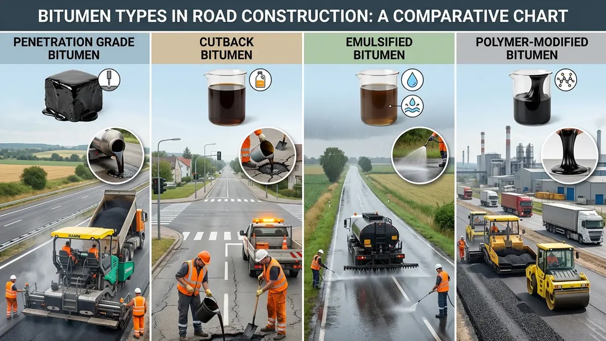 Different Types of Bitumen for Road Construction & Their Specific Uses